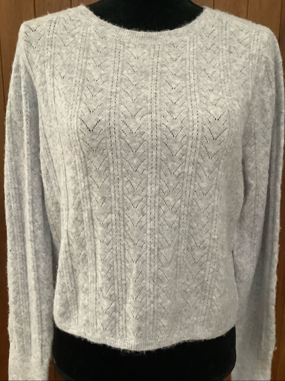 Jessica Simpson Light Gray Cable Knit Crew Sweater